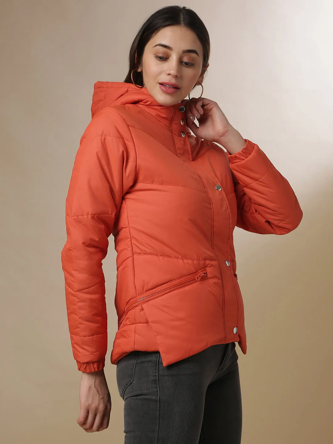 Campus Sutra Women Solid Stylish Casual Bomber Jacket