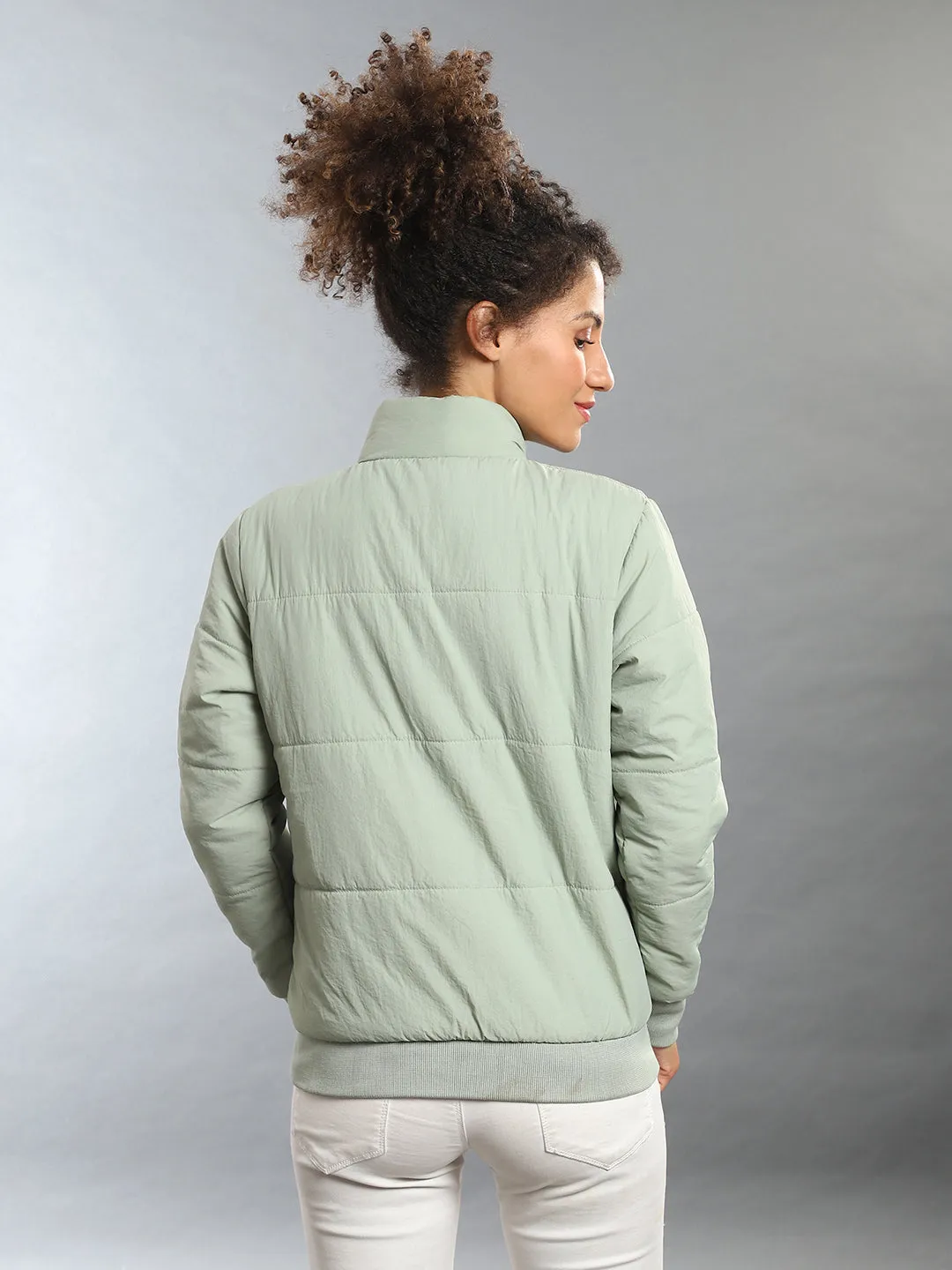 Campus Sutra Women Solid Windcheater Bomber Jacket