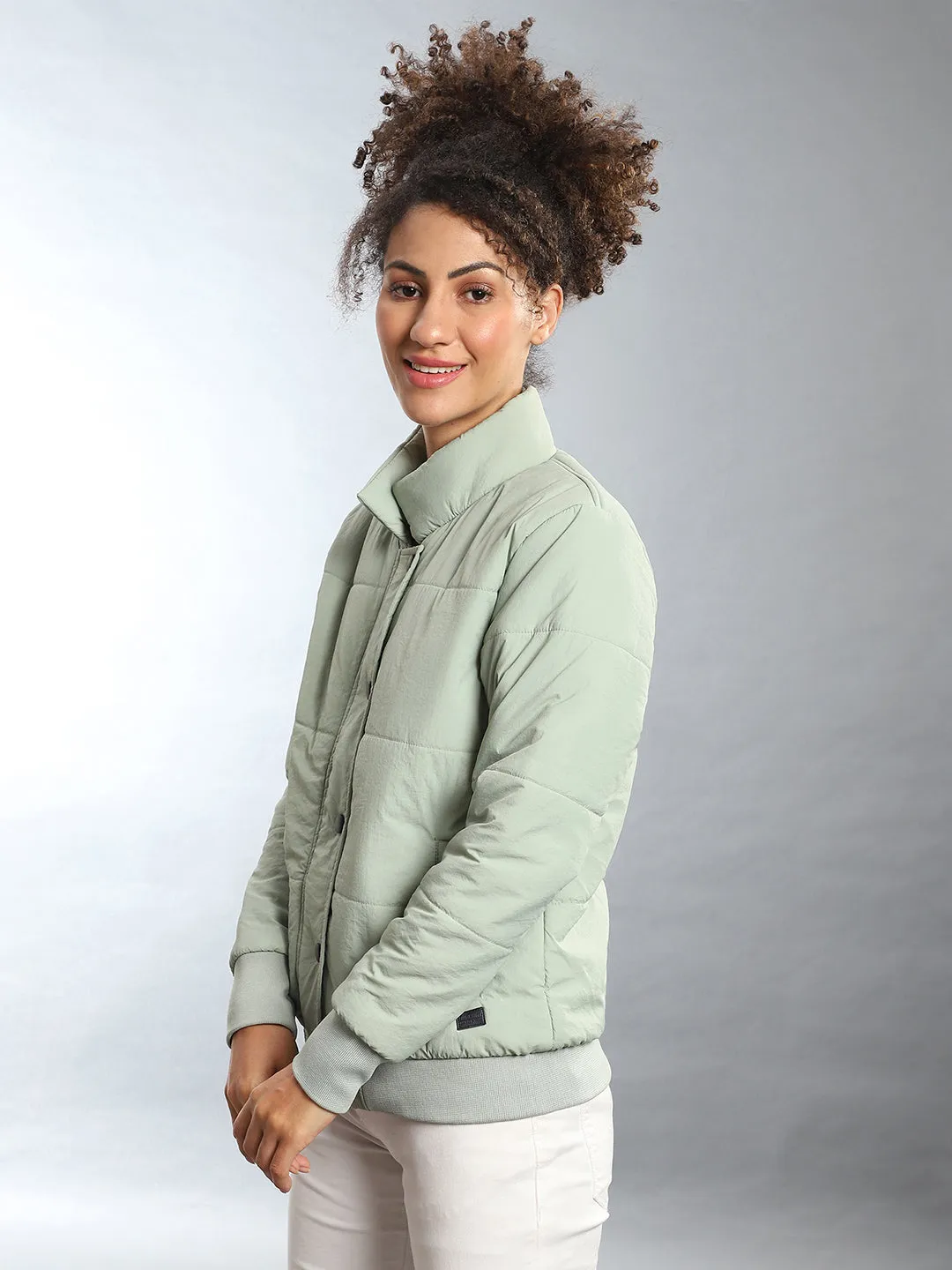 Campus Sutra Women Solid Windcheater Bomber Jacket