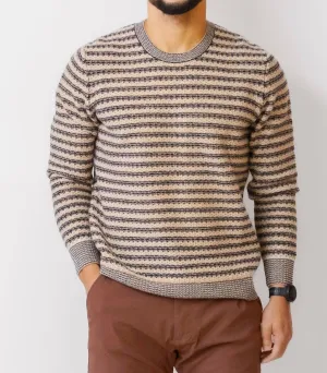 Carrick Sweater In Navy Oat Stripe