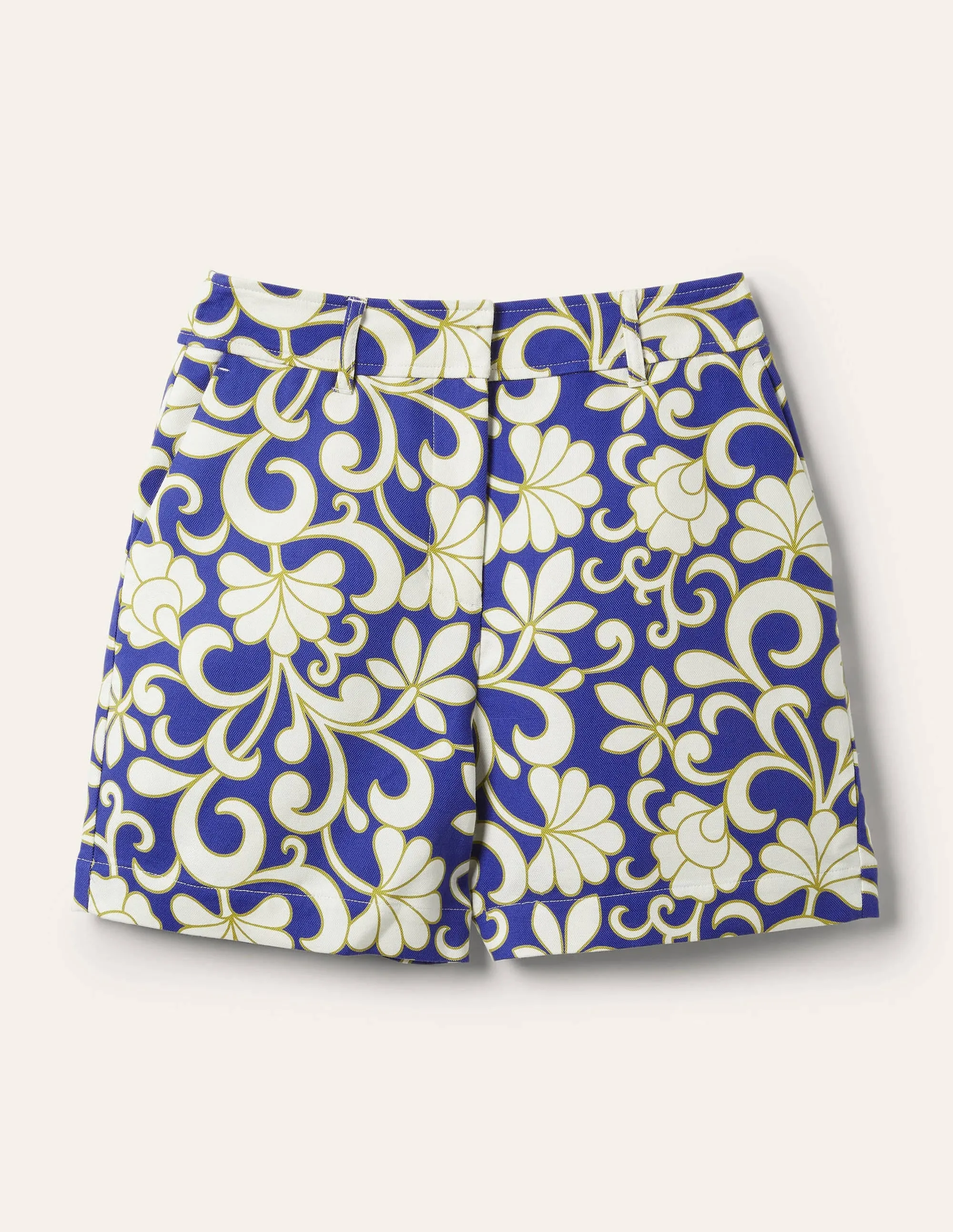 Carrie High Waisted Shorts-Atlantic Ocean, Abstract Petal