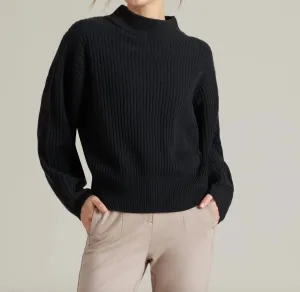 Cashmere Blend Rib Sweater In Black
