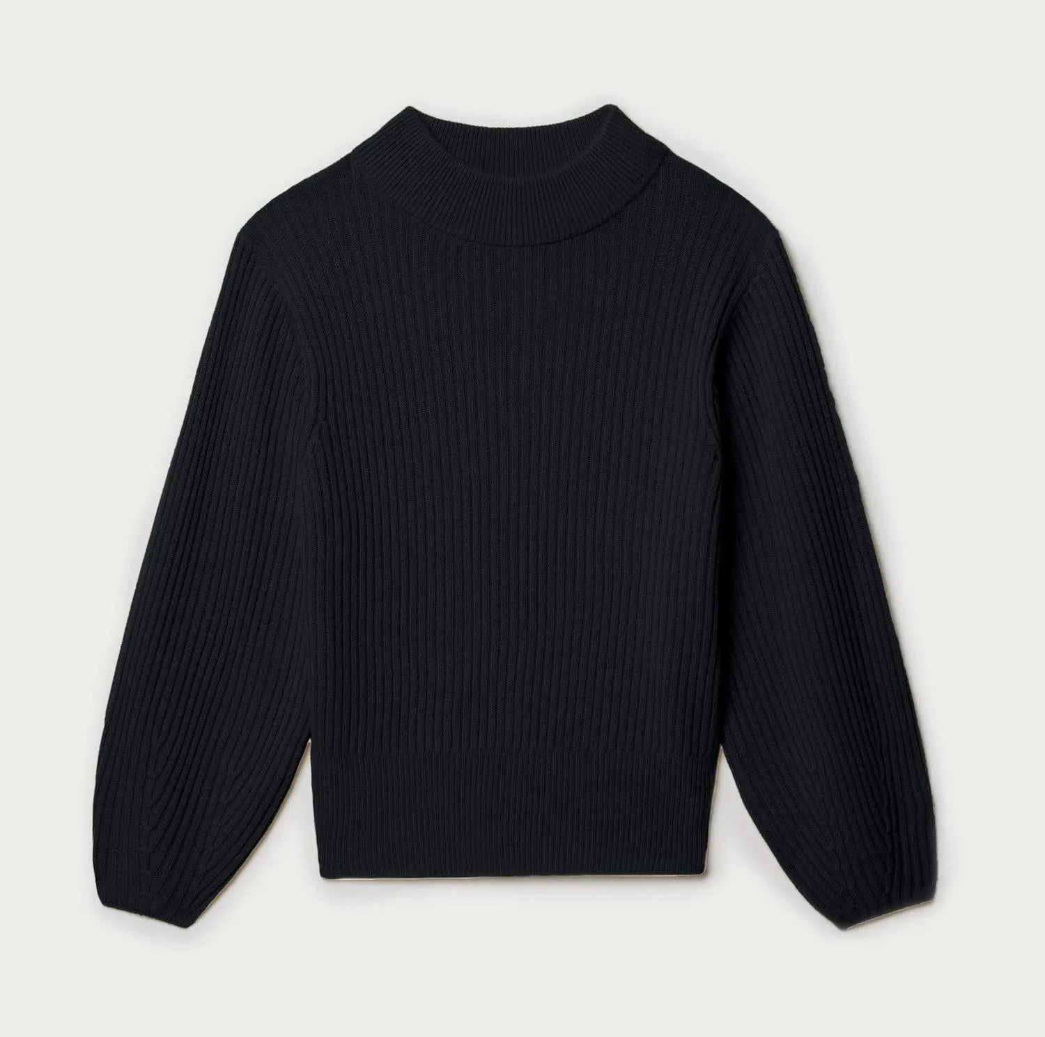 Cashmere Blend Rib Sweater In Black