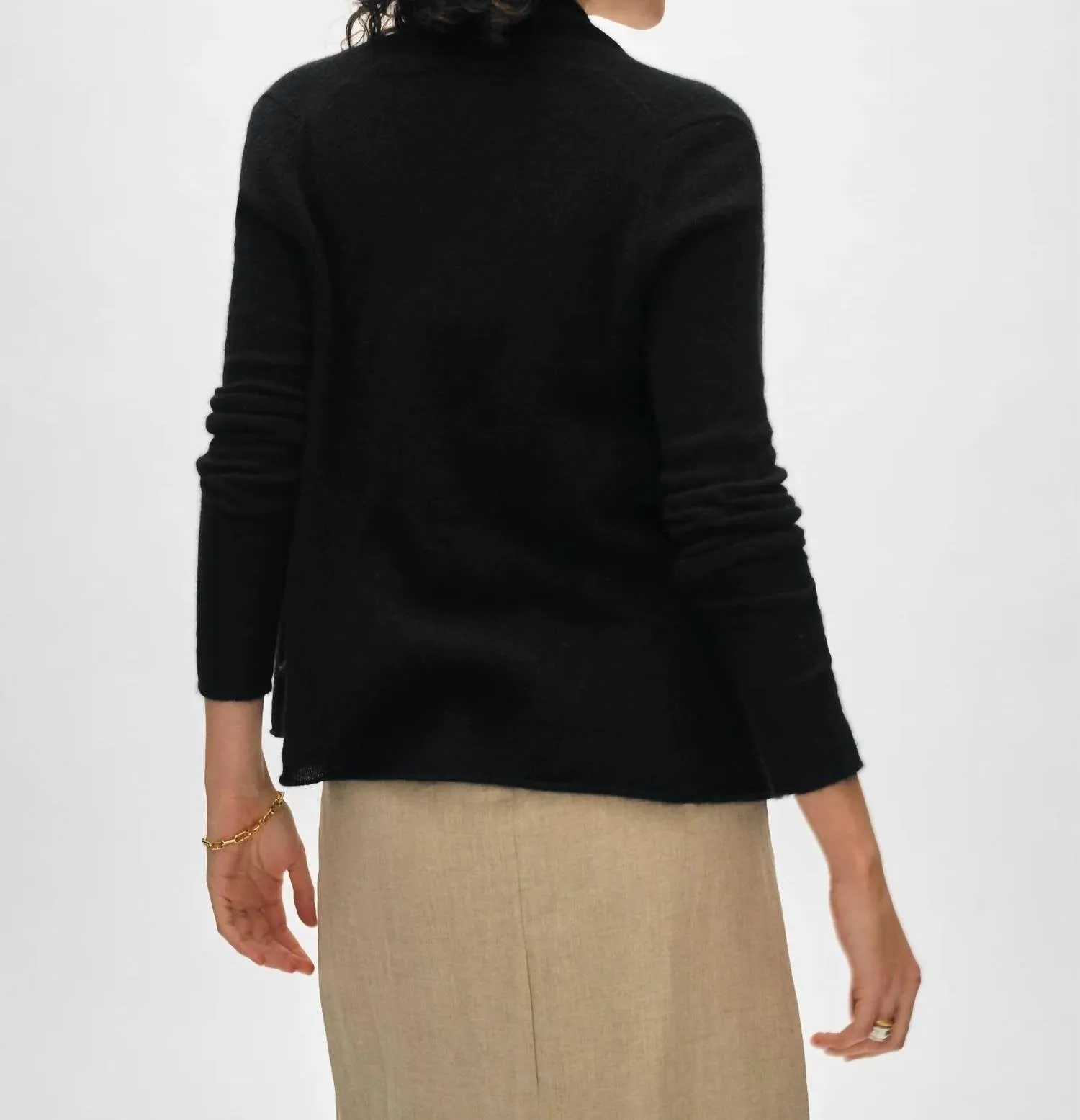 Cashmere Mini Trapeze Cardigan In Black