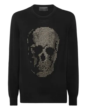 Cashmere Pullover Round Neck LS Skull strass