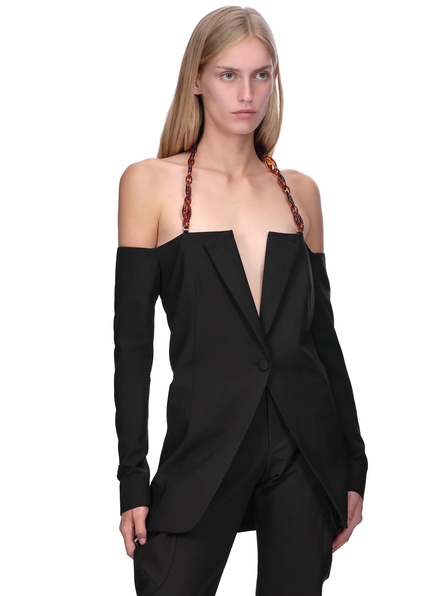Chain Detail Blazer (COP-V27106-BLACK)