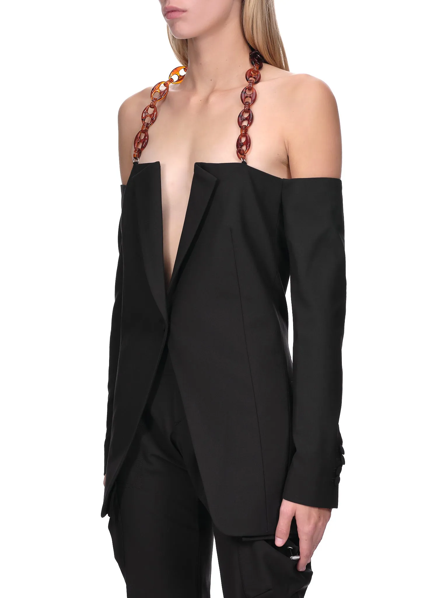 Chain Detail Blazer (COP-V27106-BLACK)