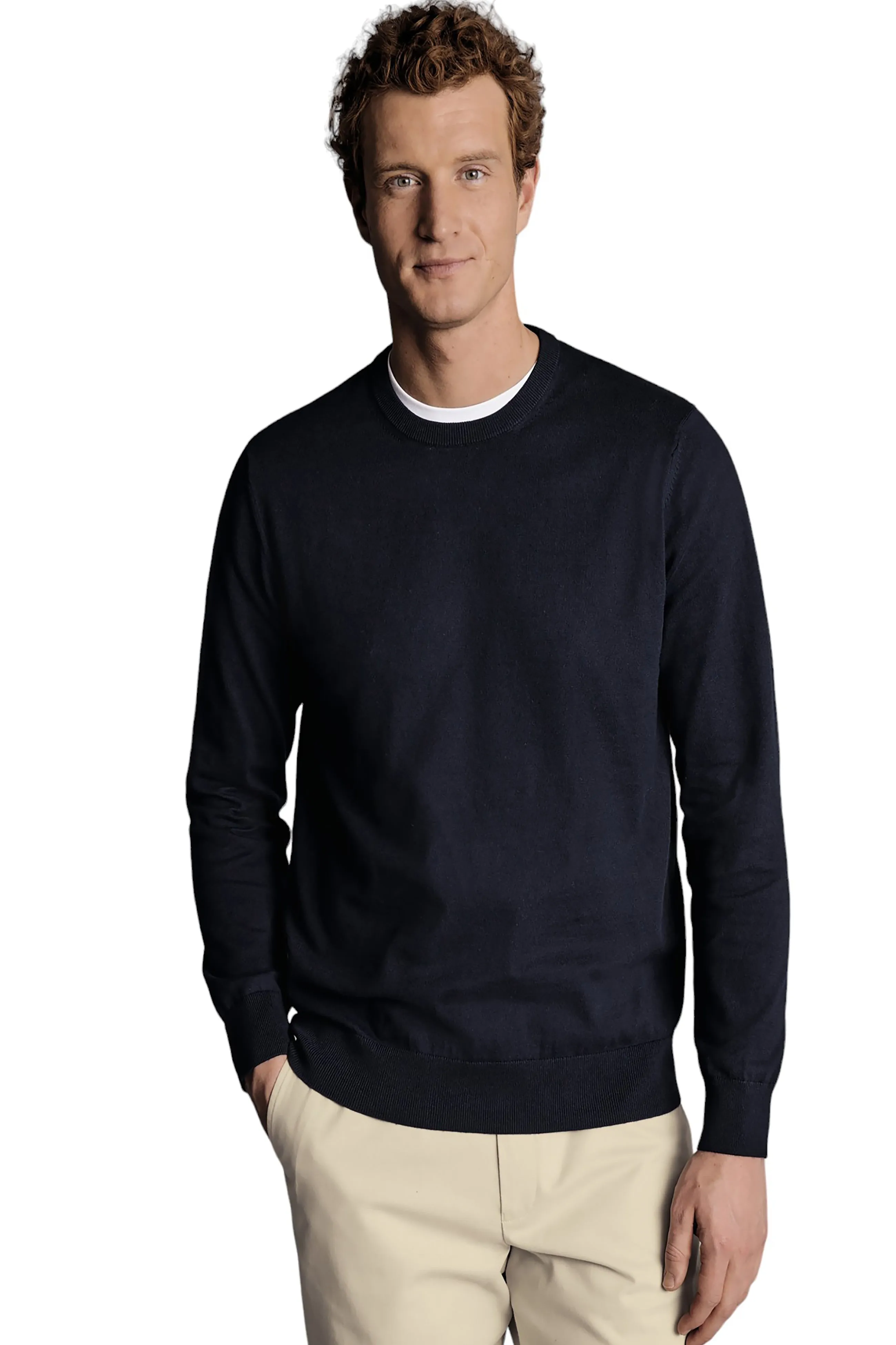 Charles Tyrwhitt Men's Combed Cotton Crew Neck Sweater