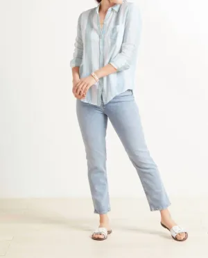 Charli Button Down Shirt In Moss Stripe
