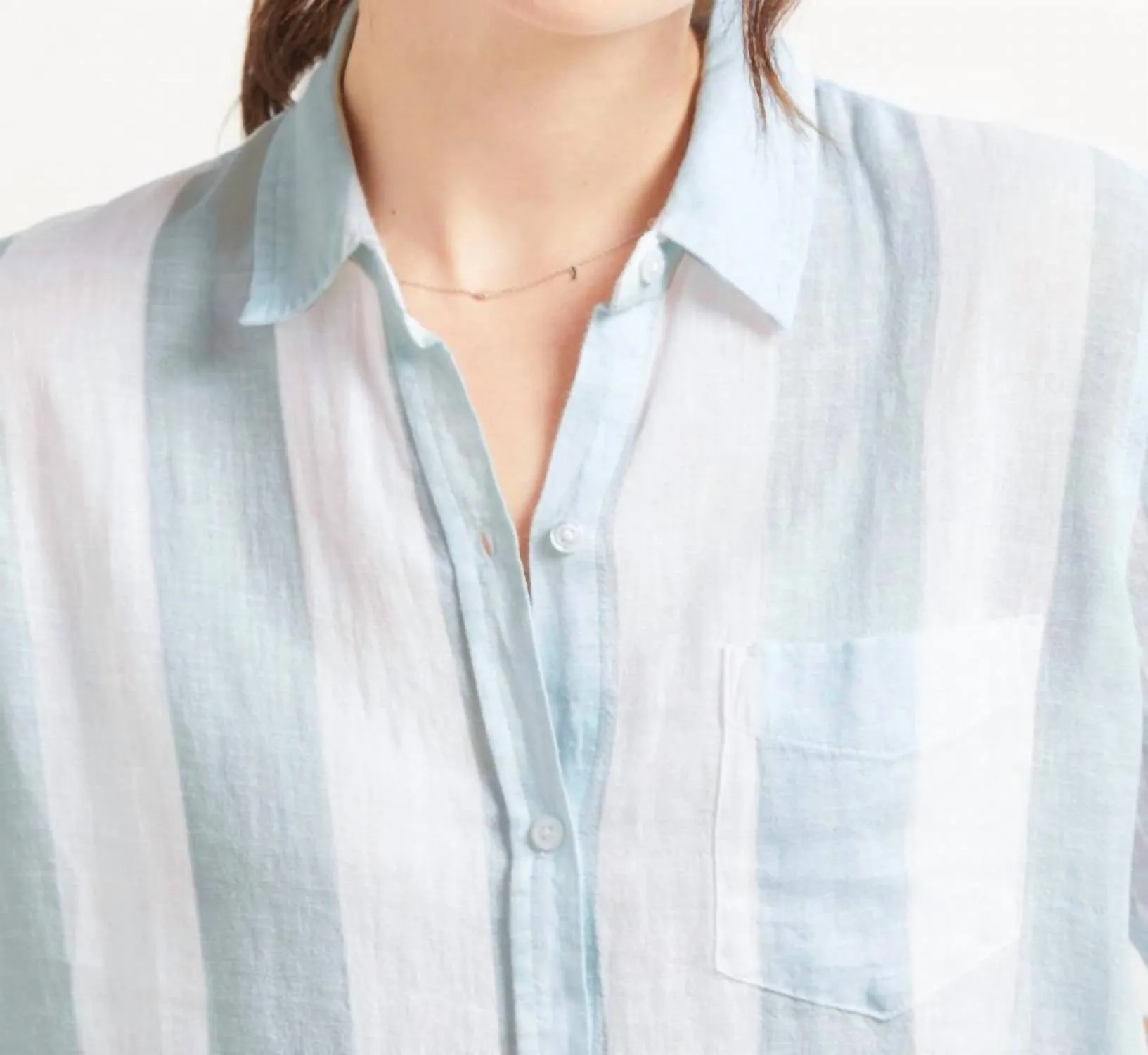Charli Button Down Shirt In Moss Stripe