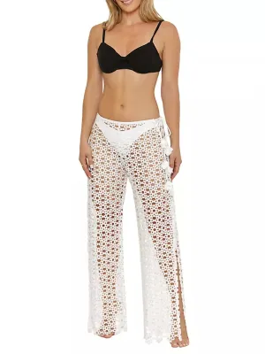 Chateau Floral Mesh Cover Up Pants In Vanilla