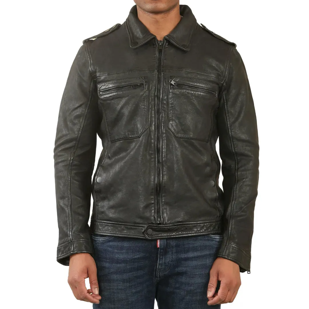 Classic Leather Shirt Jacket