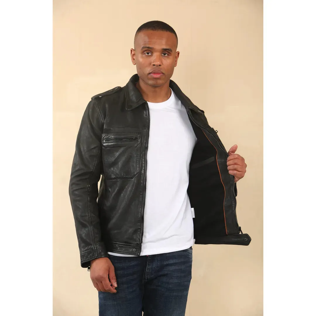 Classic Leather Shirt Jacket