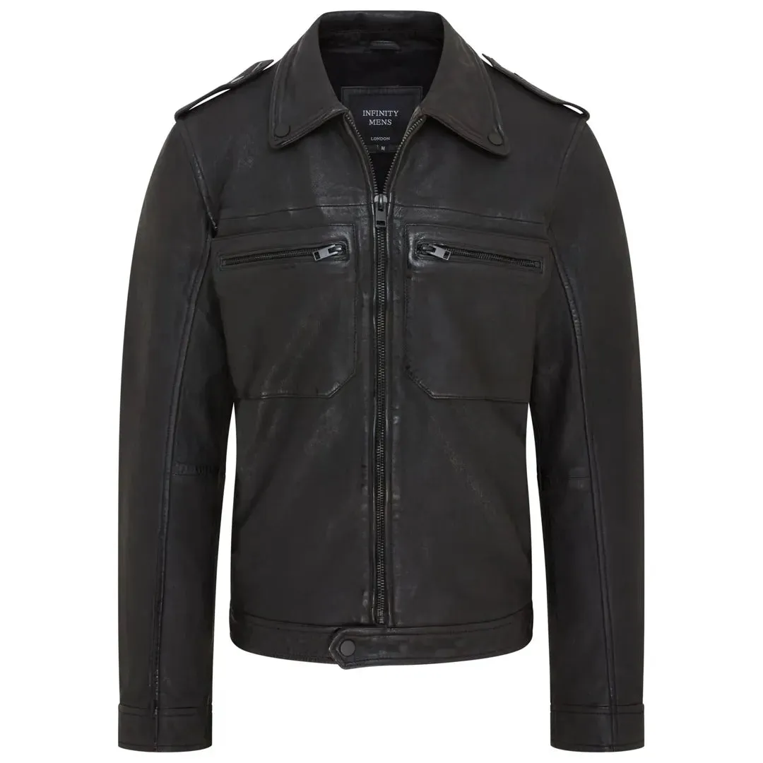 Classic Leather Shirt Jacket