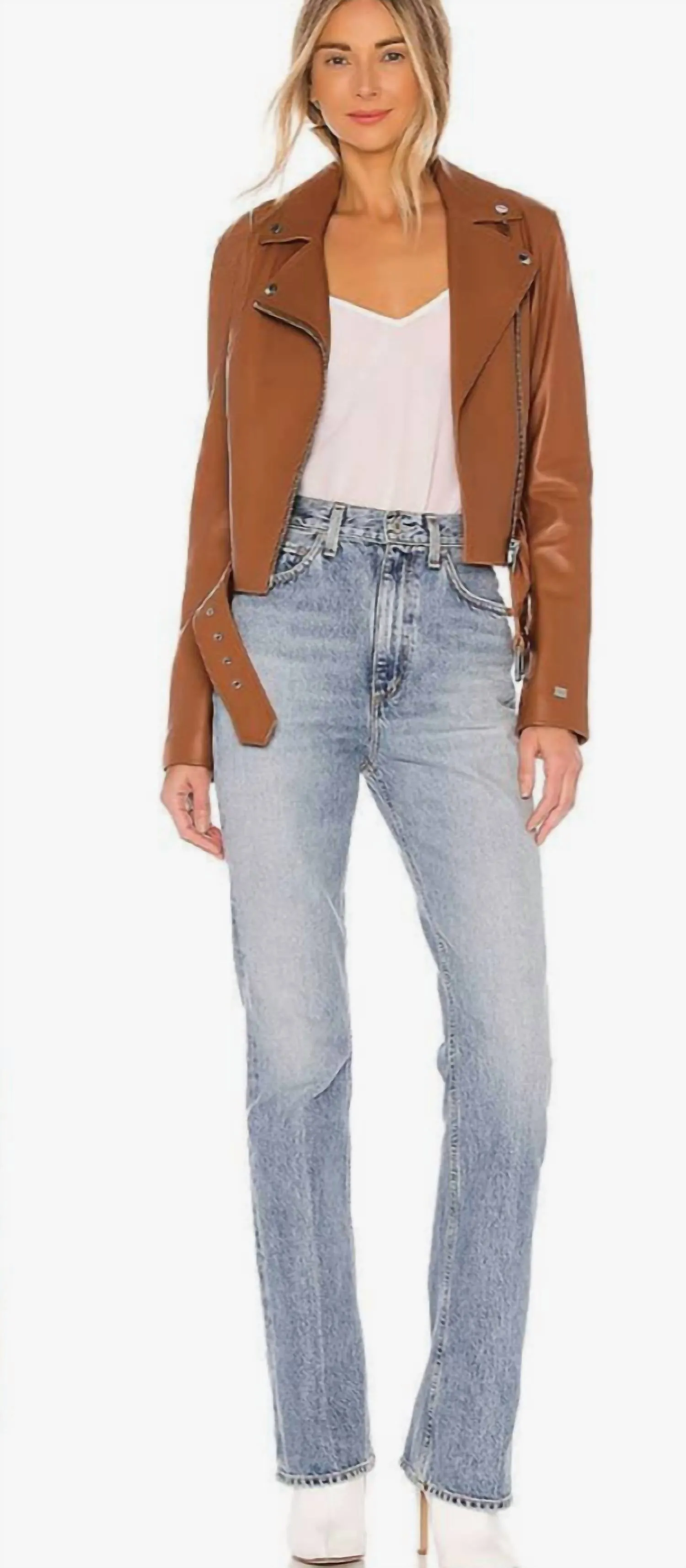 Clodia Leather Jacket In Cinnamon
