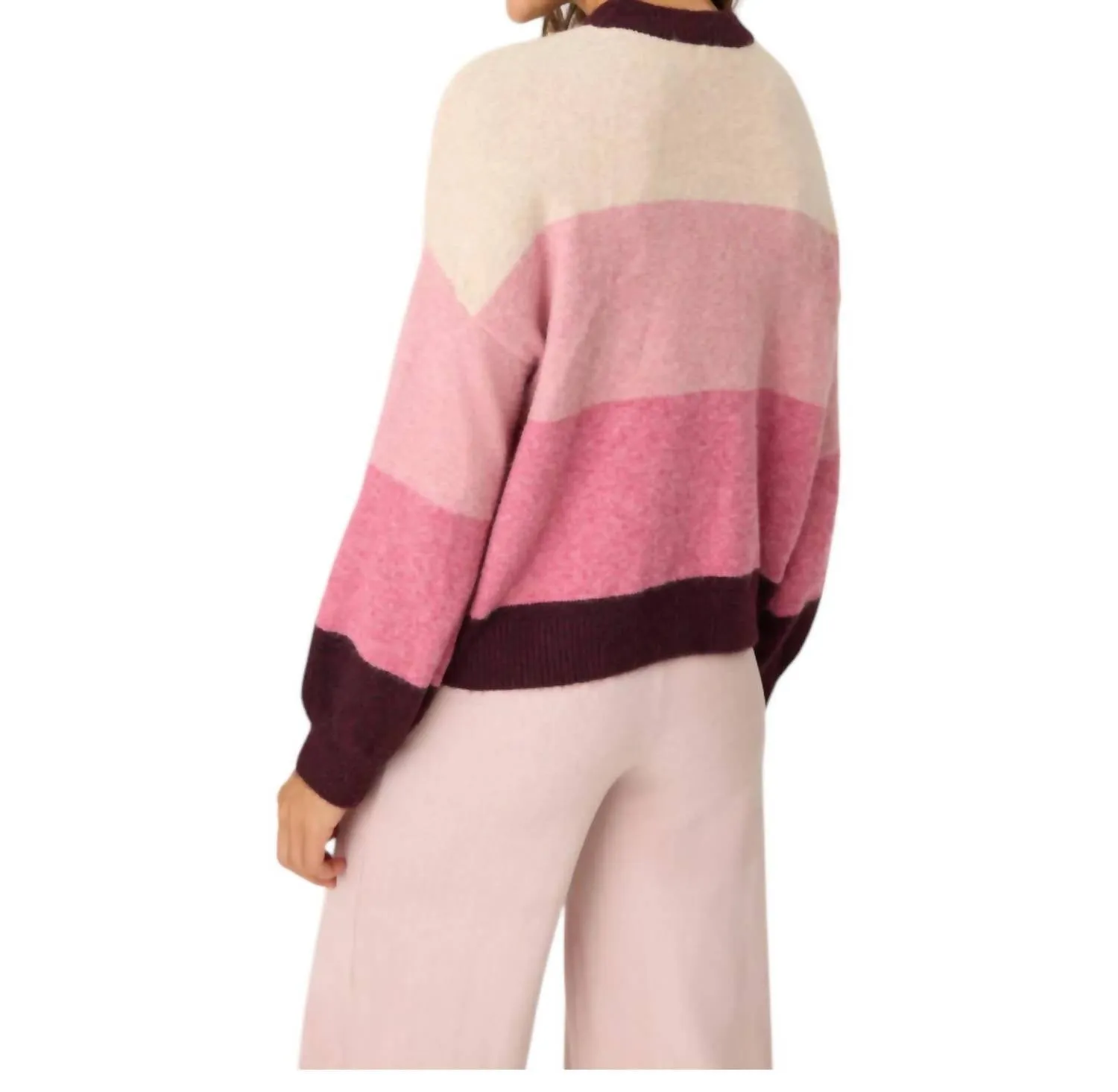 Color Block Sweater In Plum