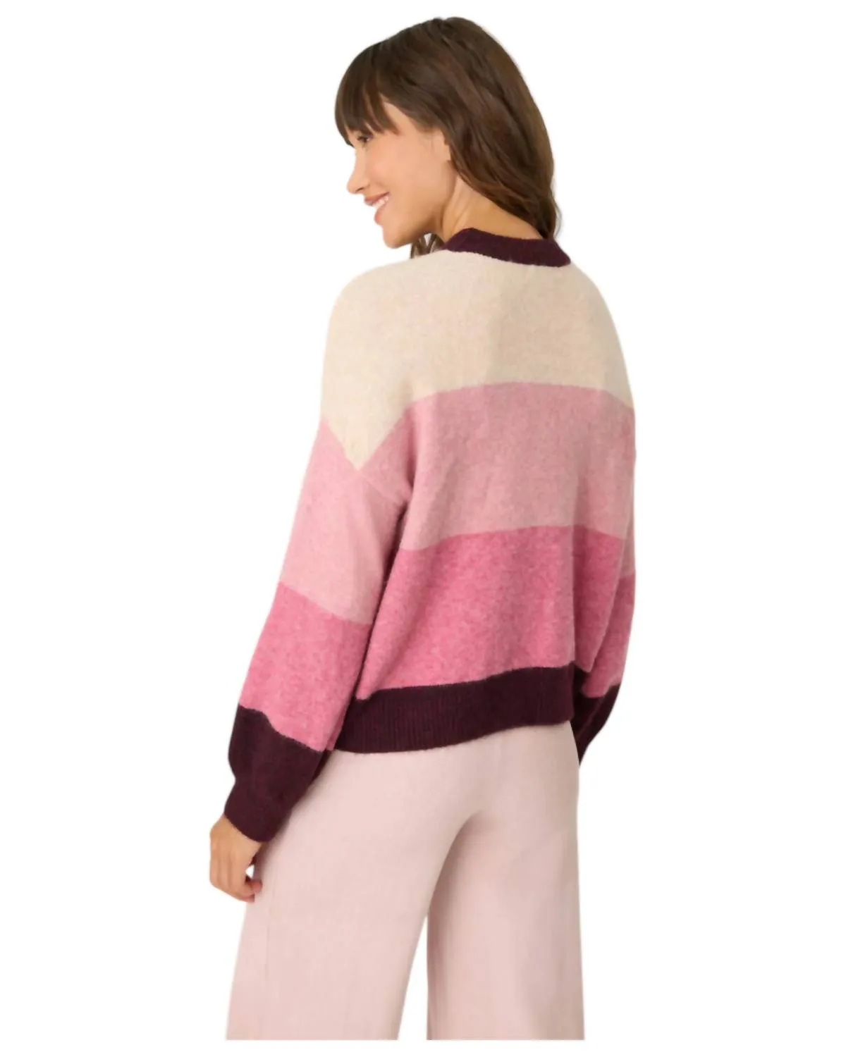 Color Block Sweater In Plum