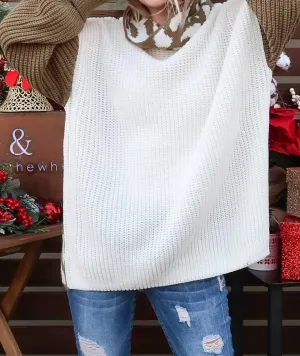 Color Block Turtle Neck Sweater In Leopard Printed
