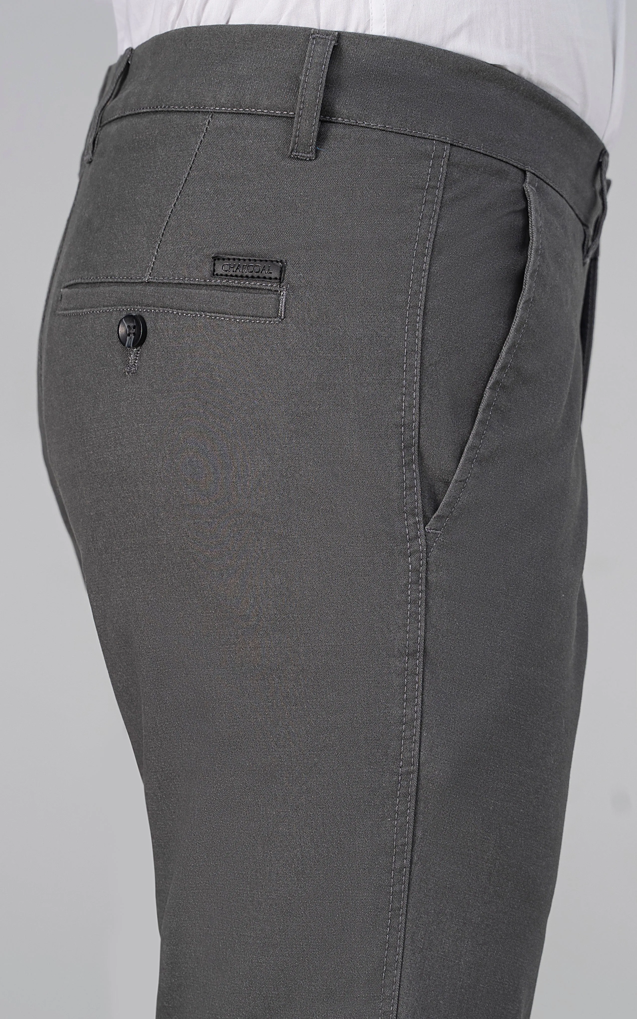 COLORED DENIM SMART FIT CASUAL PANT GREY