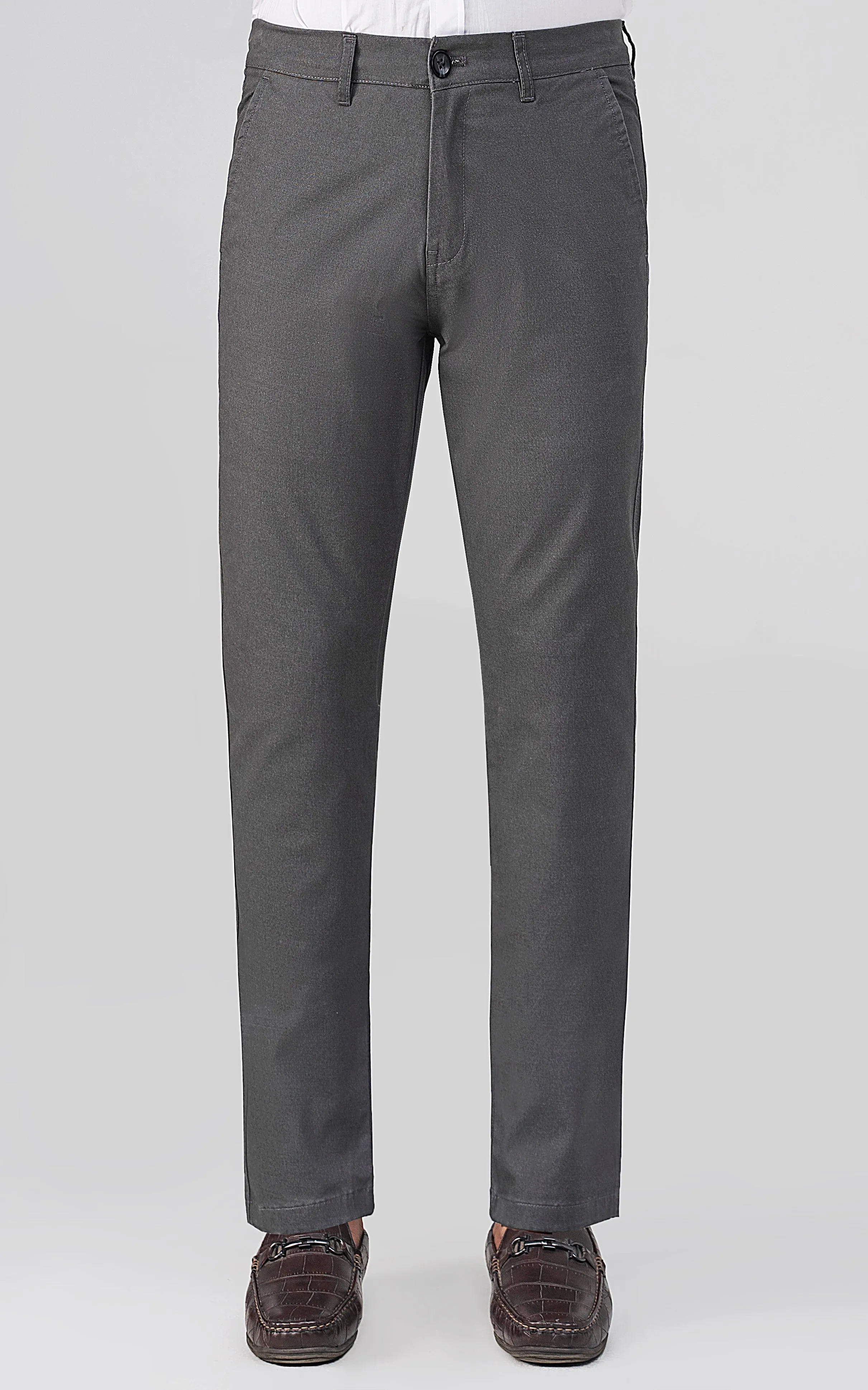 COLORED DENIM SMART FIT CASUAL PANT GREY