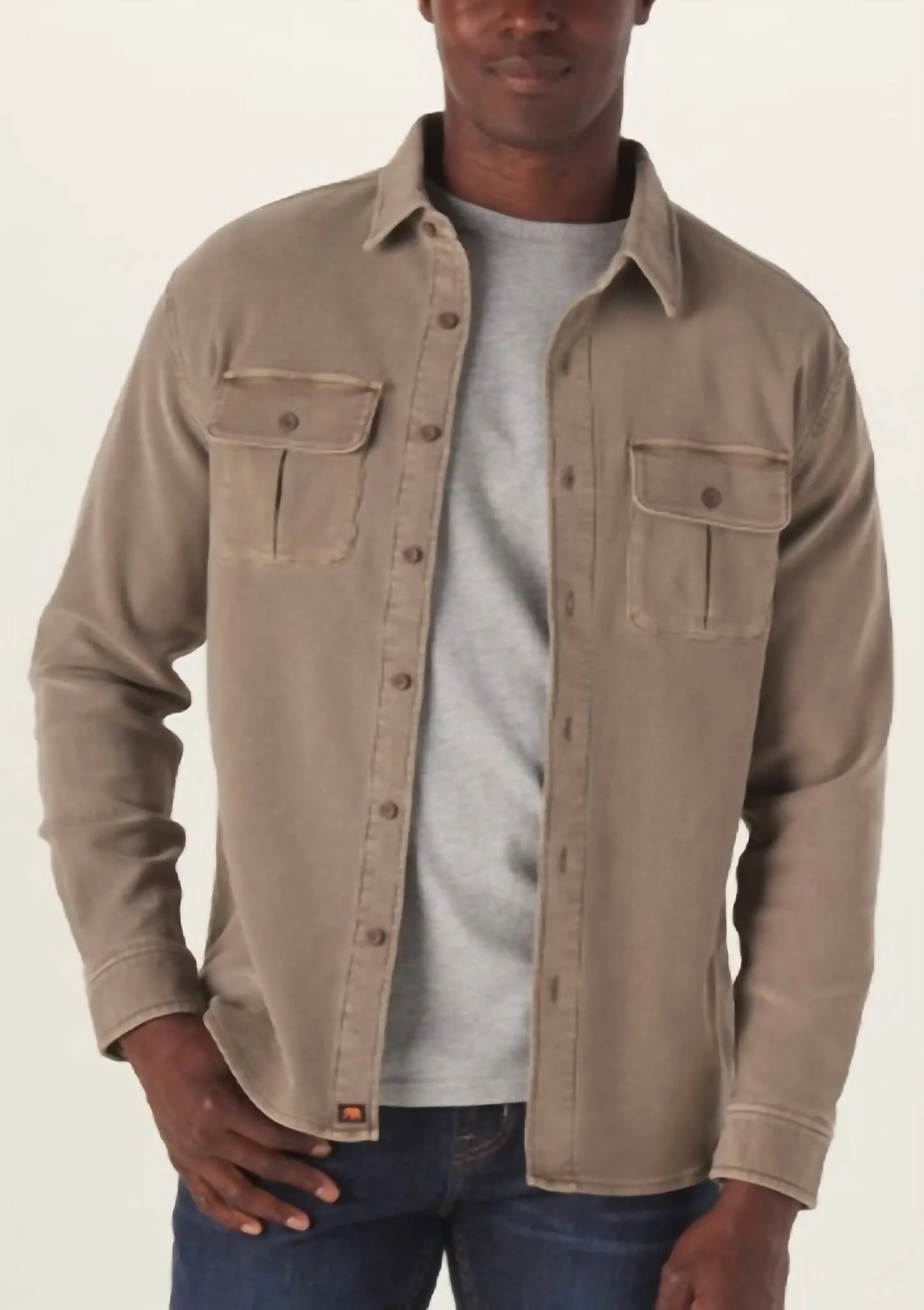Comfort Terry Shirt Jacket In Taupe