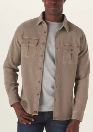 Comfort Terry Shirt Jacket In Taupe