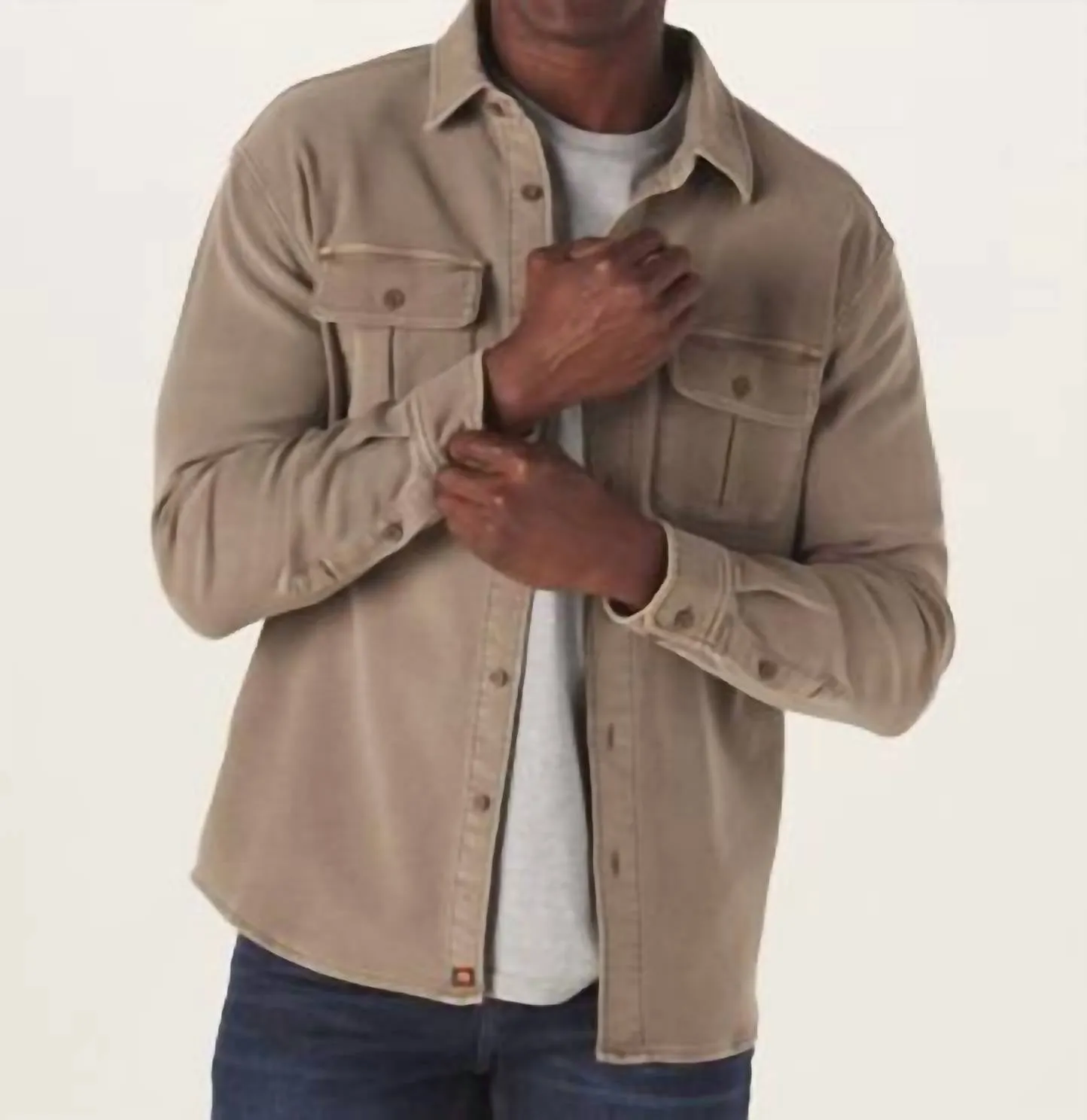 Comfort Terry Shirt Jacket In Taupe