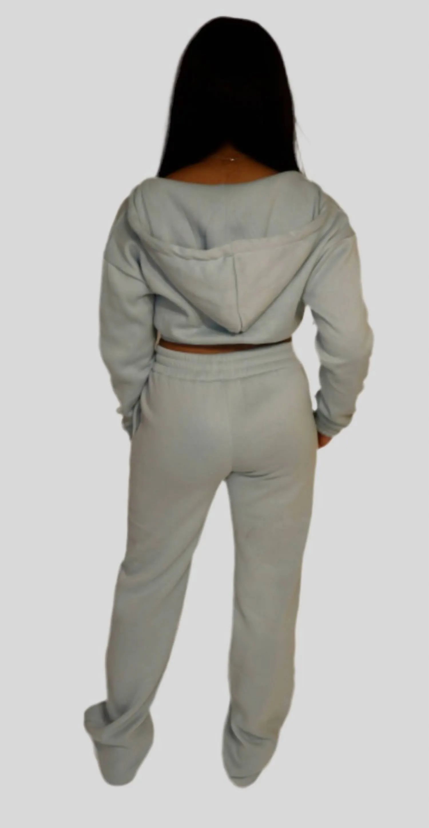 Cropped Hoodie Sweatsuit In Blue Green