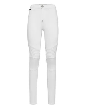 Denim Trousers High Waist Biker
