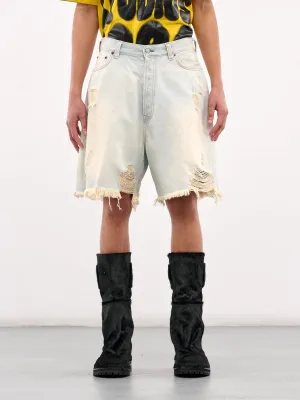 Distressed Denim Shorts (CE0178-LIGHT-BLUE-WHITE)