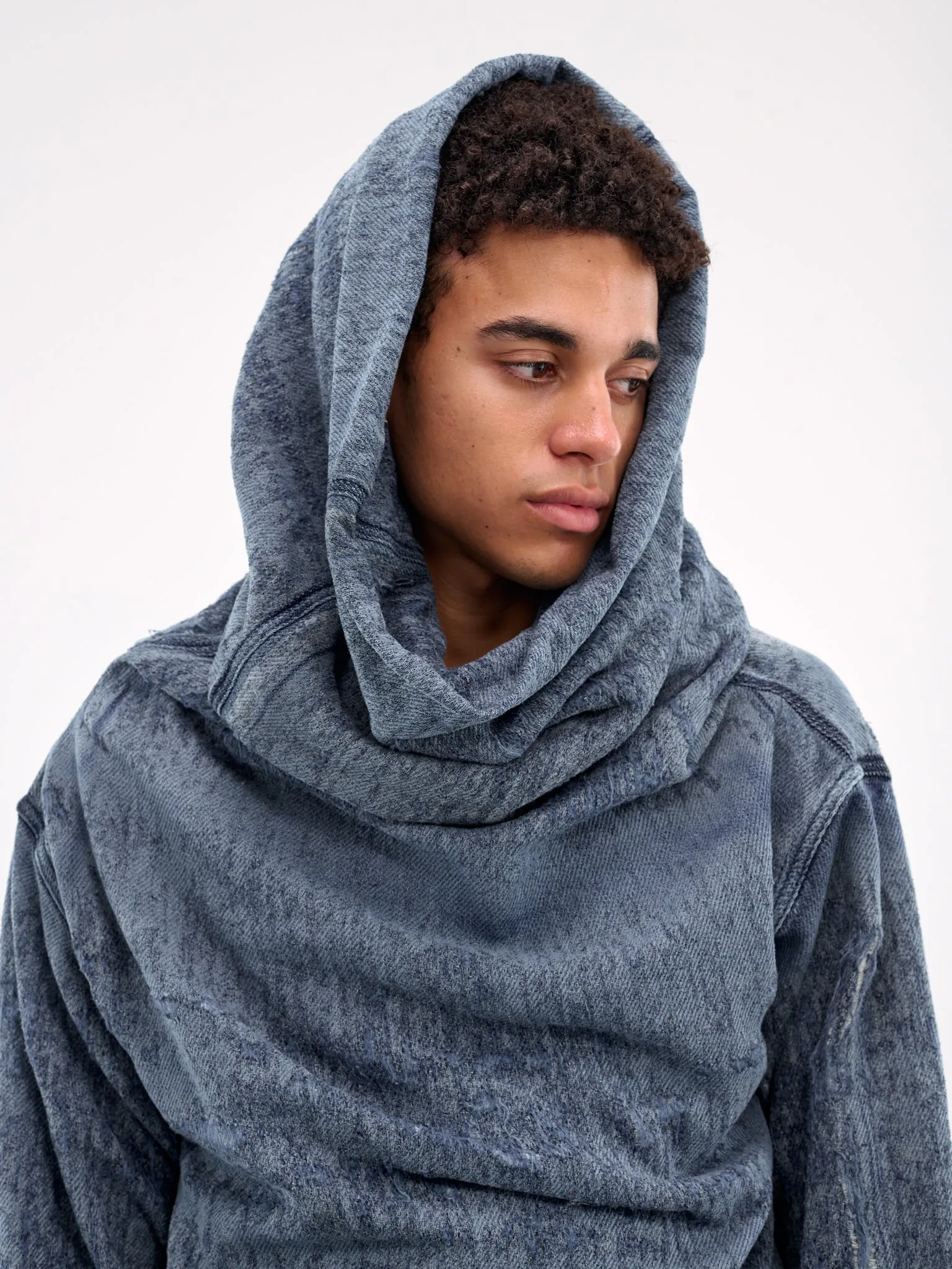Distressed Hooded Sweater (A18935-068RQ-BLUE)