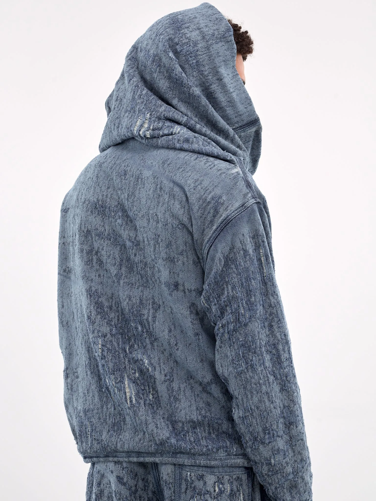 Distressed Hooded Sweater (A18935-068RQ-BLUE)