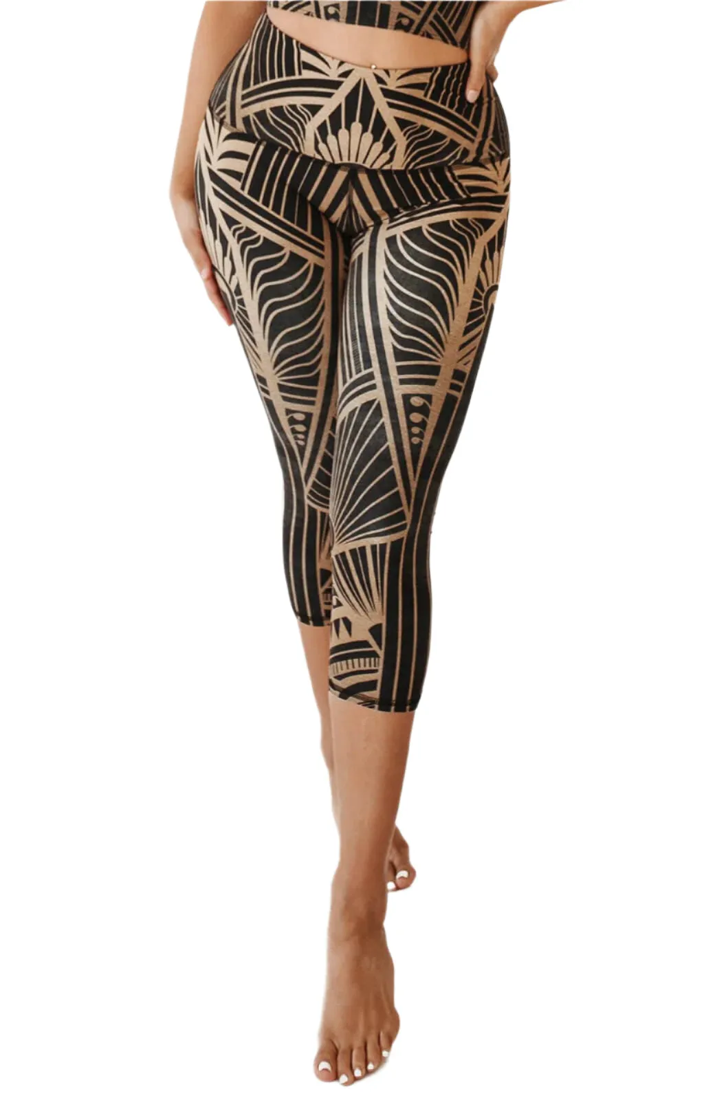 Elegant Empire Printed Yoga Crops by Yoga Democracy