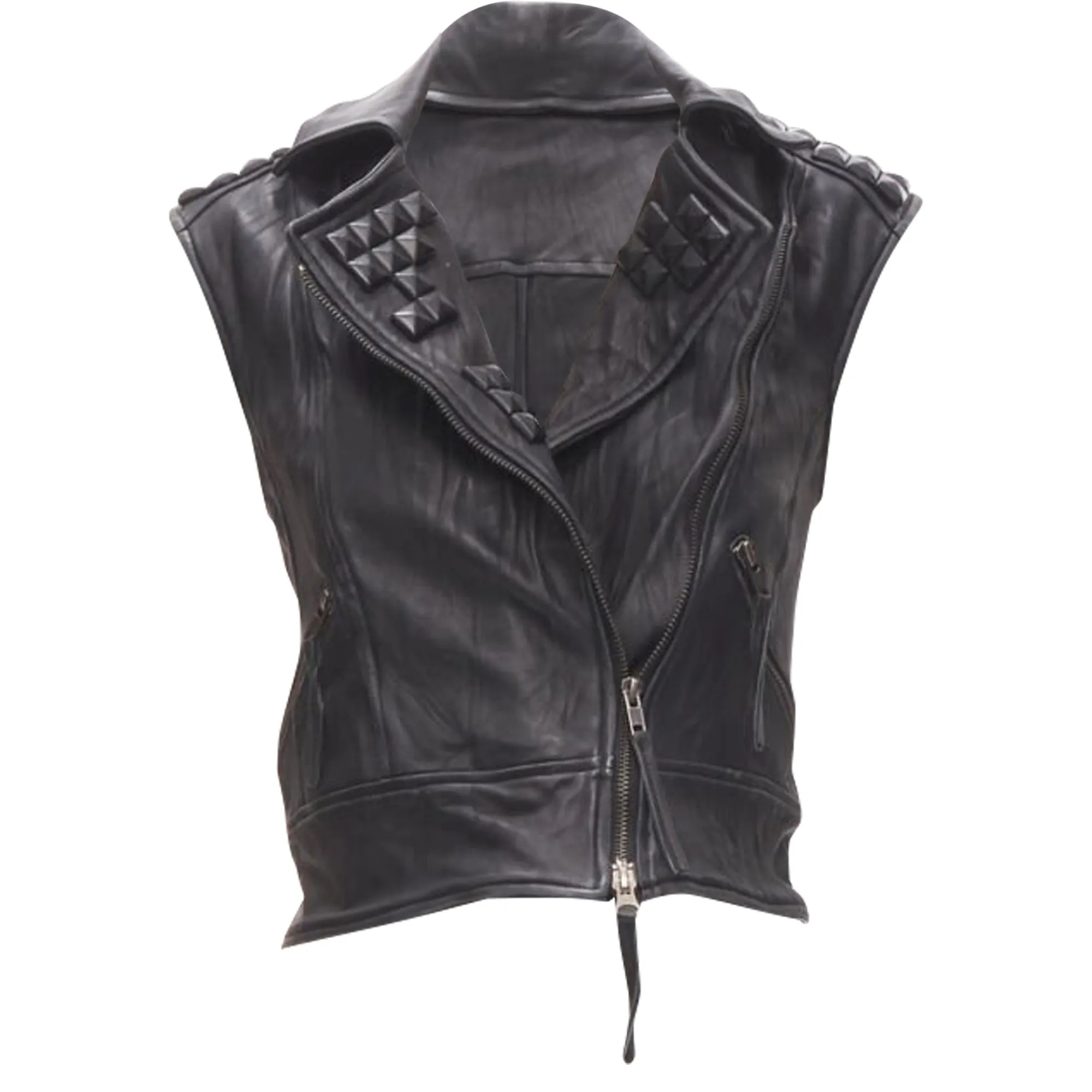 Elizabeth and James leather wrapped square stud vest jacket
