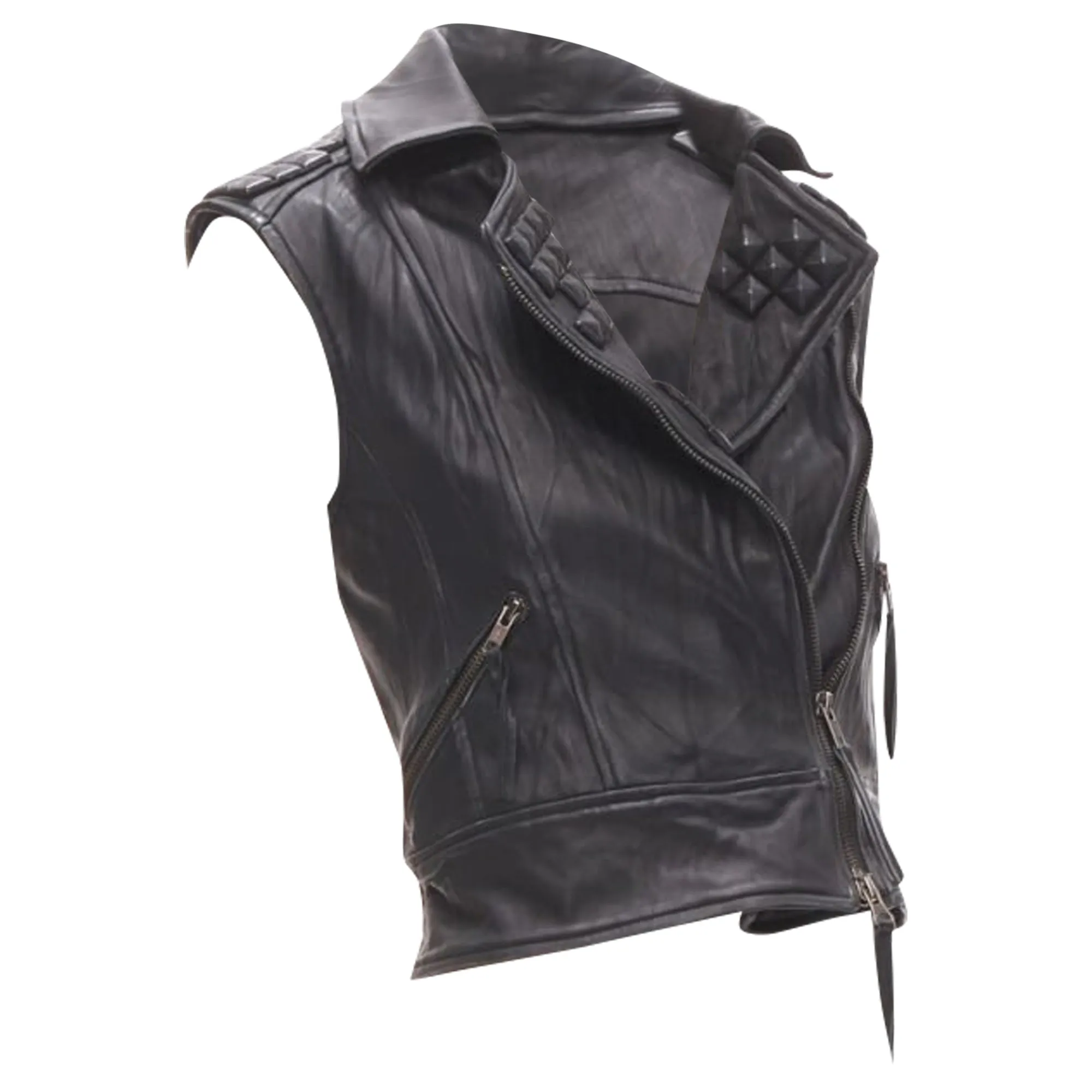 Elizabeth and James leather wrapped square stud vest jacket