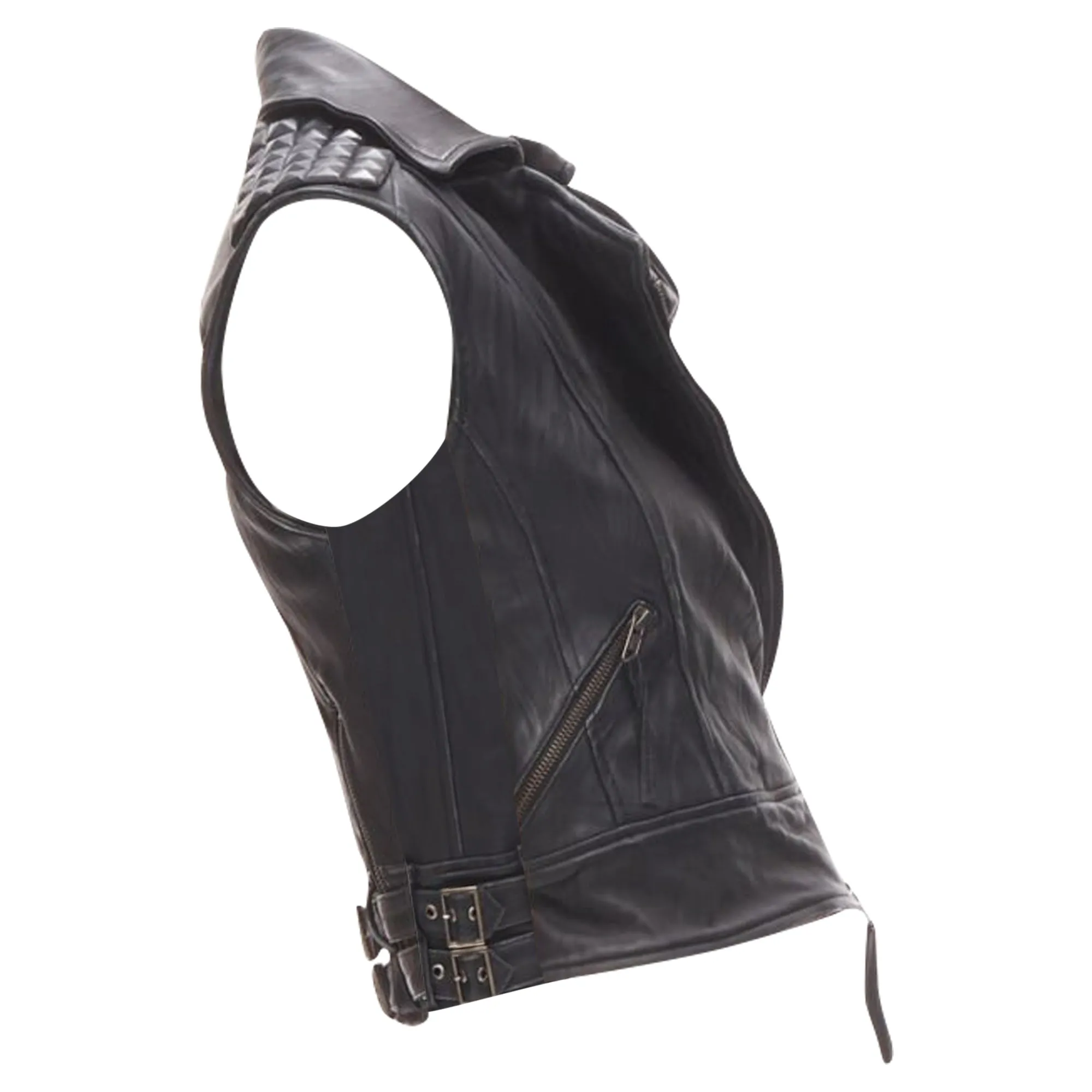 Elizabeth and James leather wrapped square stud vest jacket