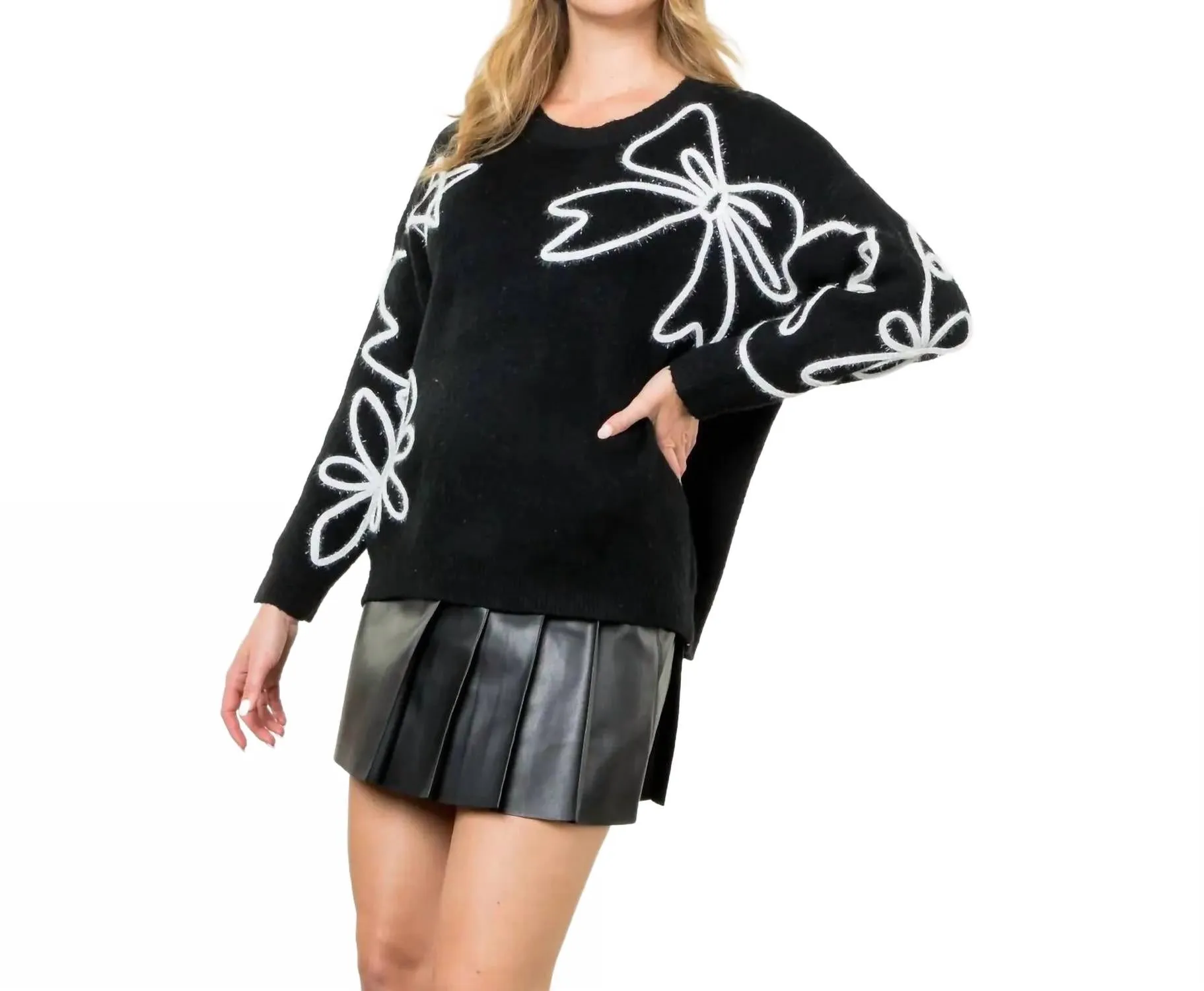 Embroidered Sweater In Black