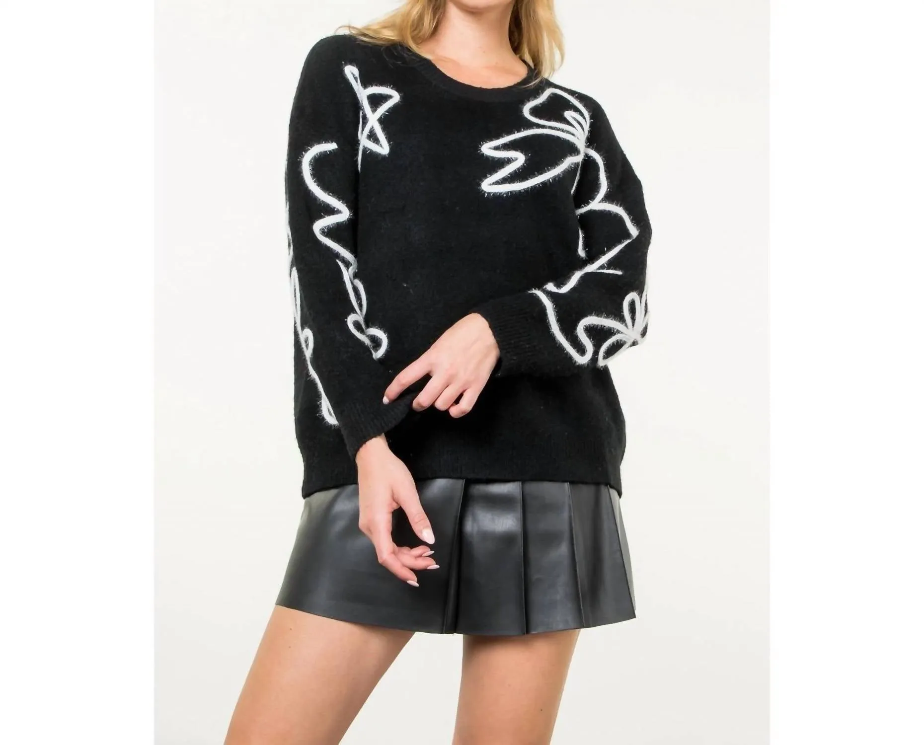 Embroidered Sweater In Black