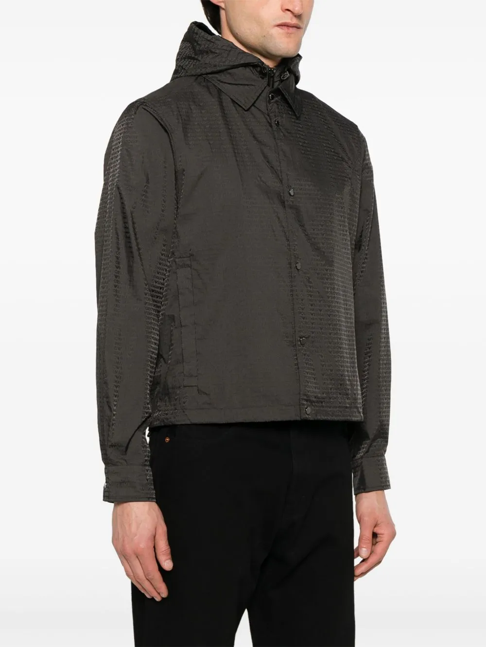 Emporio Armani Men's Blouson With Internal Nylon Bib Jacquard All-Over Lettering