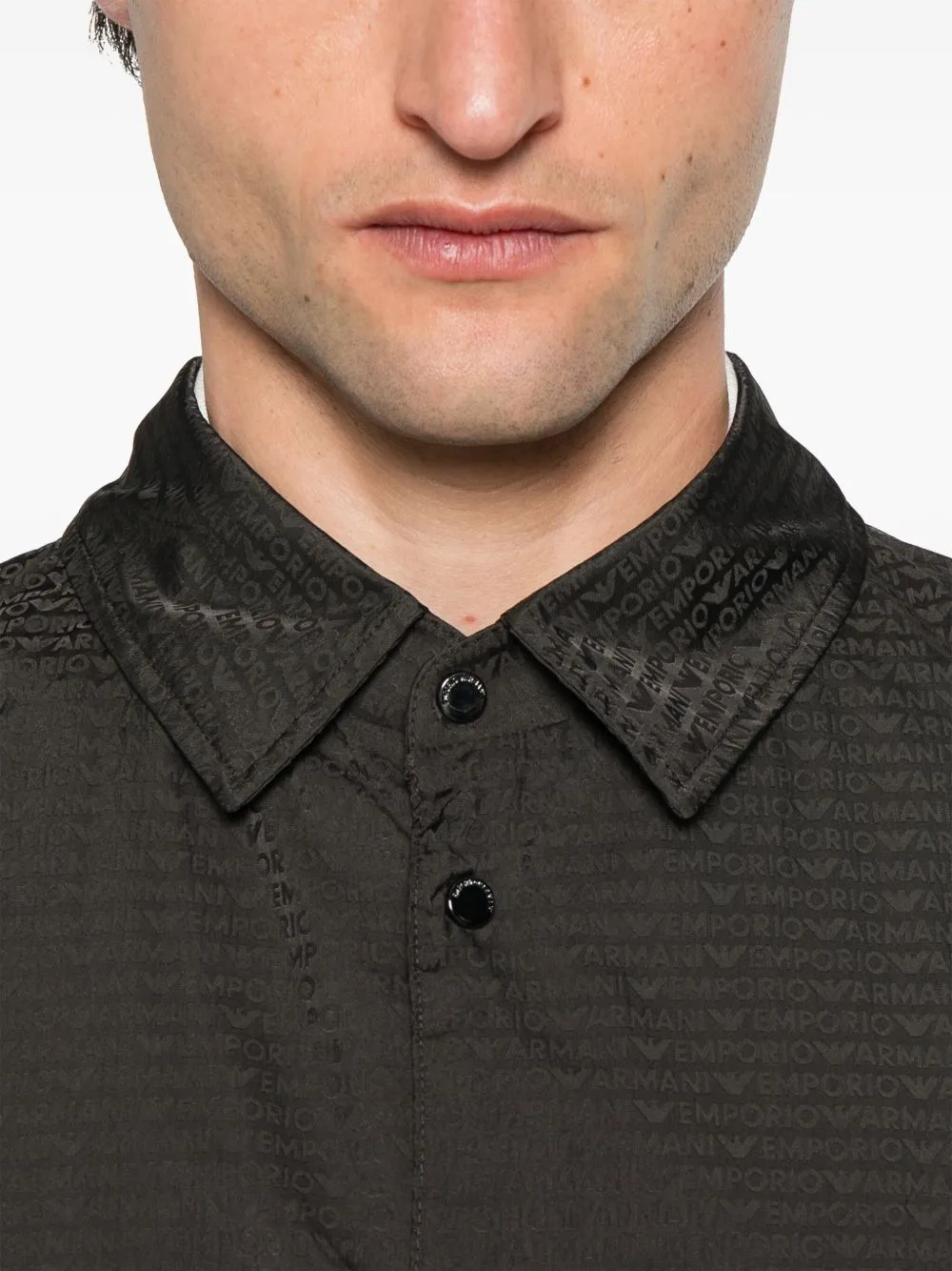 Emporio Armani Men's Blouson With Internal Nylon Bib Jacquard All-Over Lettering
