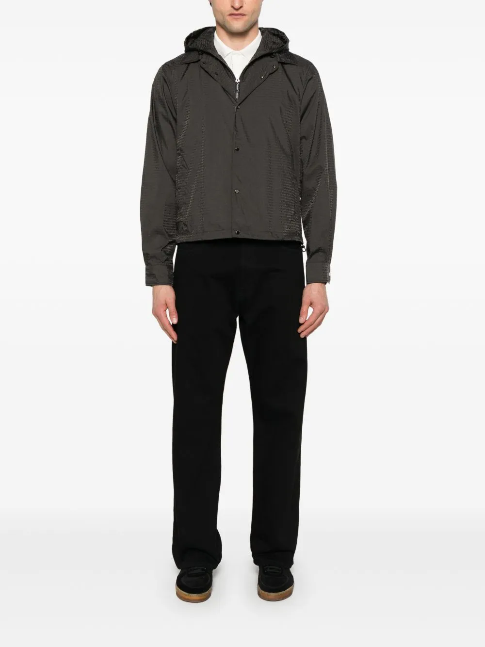 Emporio Armani Men's Blouson With Internal Nylon Bib Jacquard All-Over Lettering