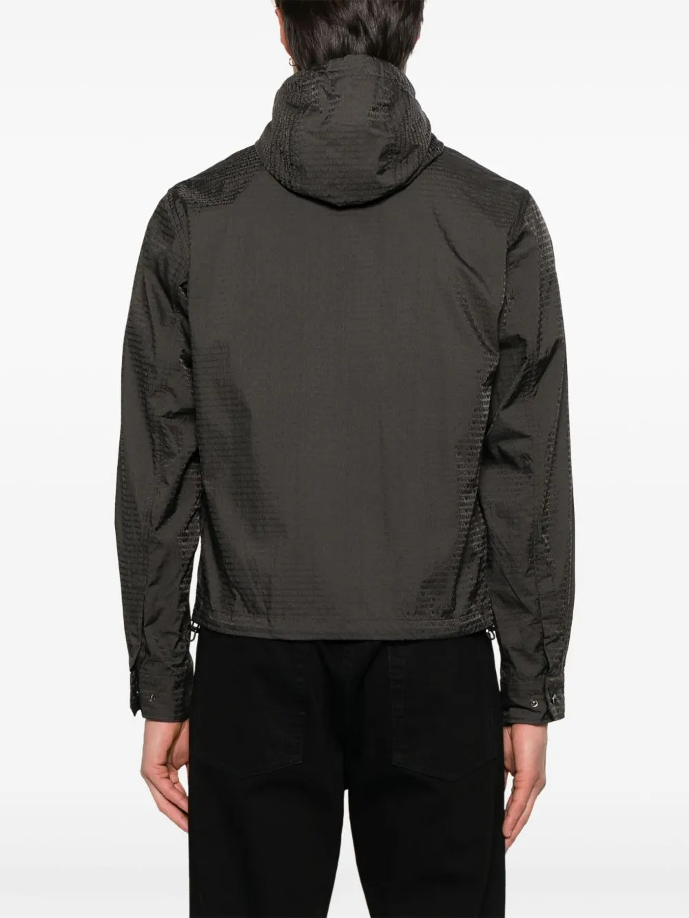 Emporio Armani Men's Blouson With Internal Nylon Bib Jacquard All-Over Lettering