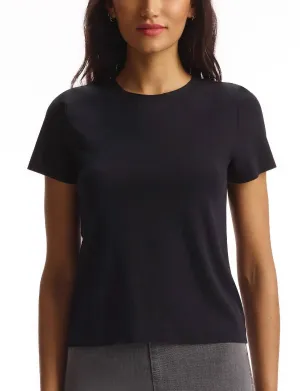 Essential Cotton Crewneck Tee In Black