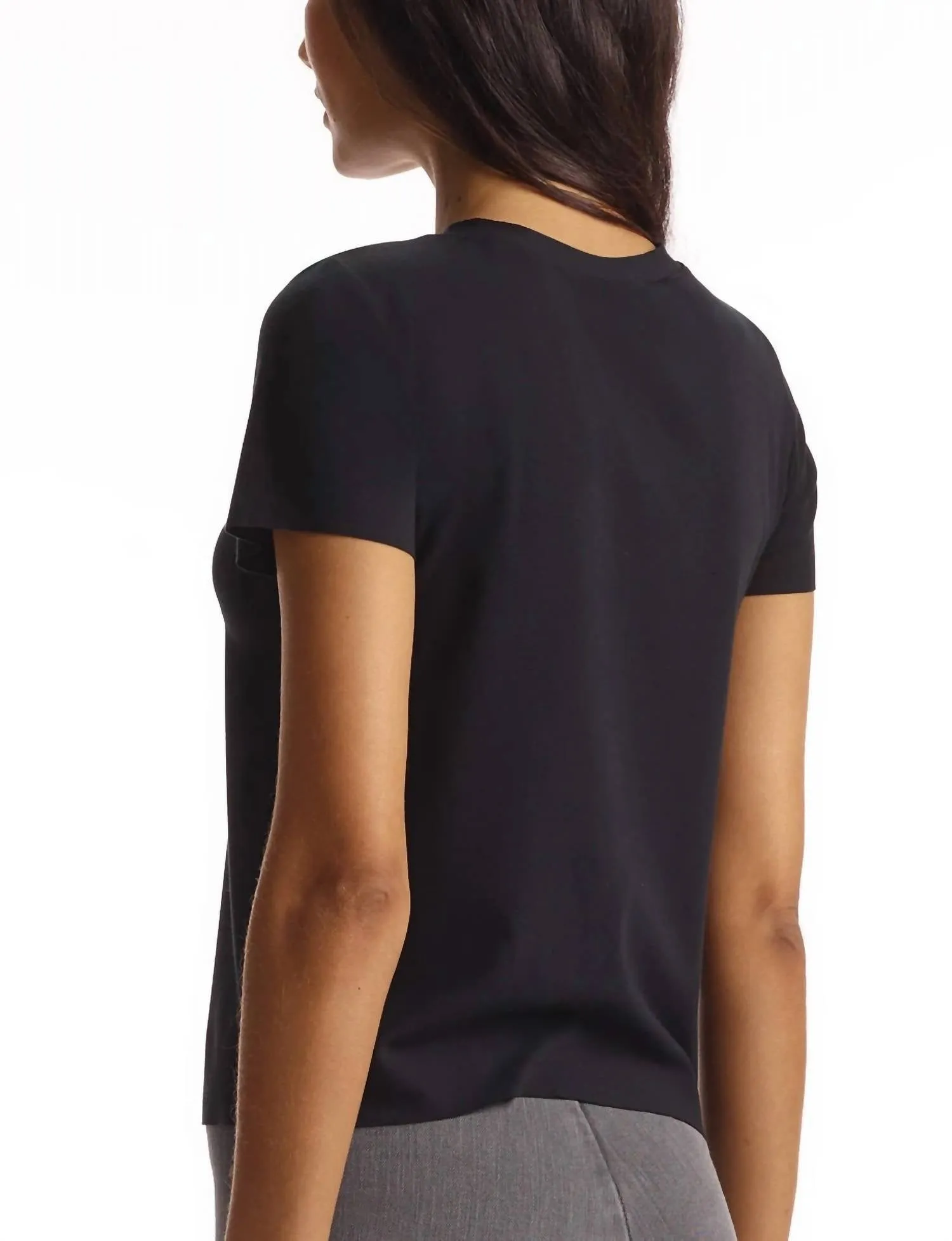 Essential Cotton Crewneck Tee In Black
