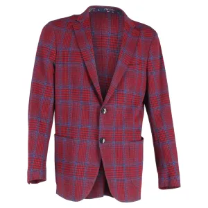 Etro Houndstooth Single-Breasted Blazer in Red Wool