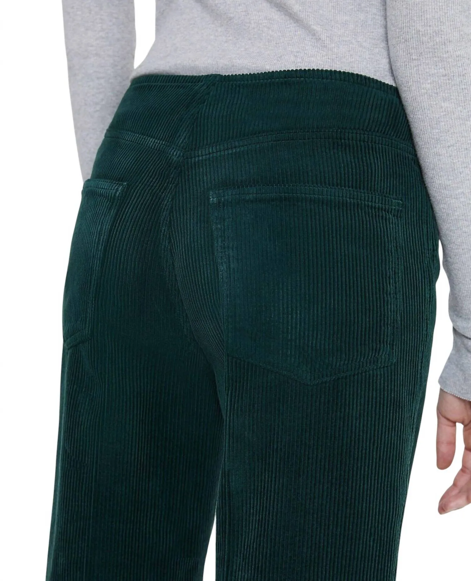 Etta Corduroy Wide Leg Cropped Pants In Green