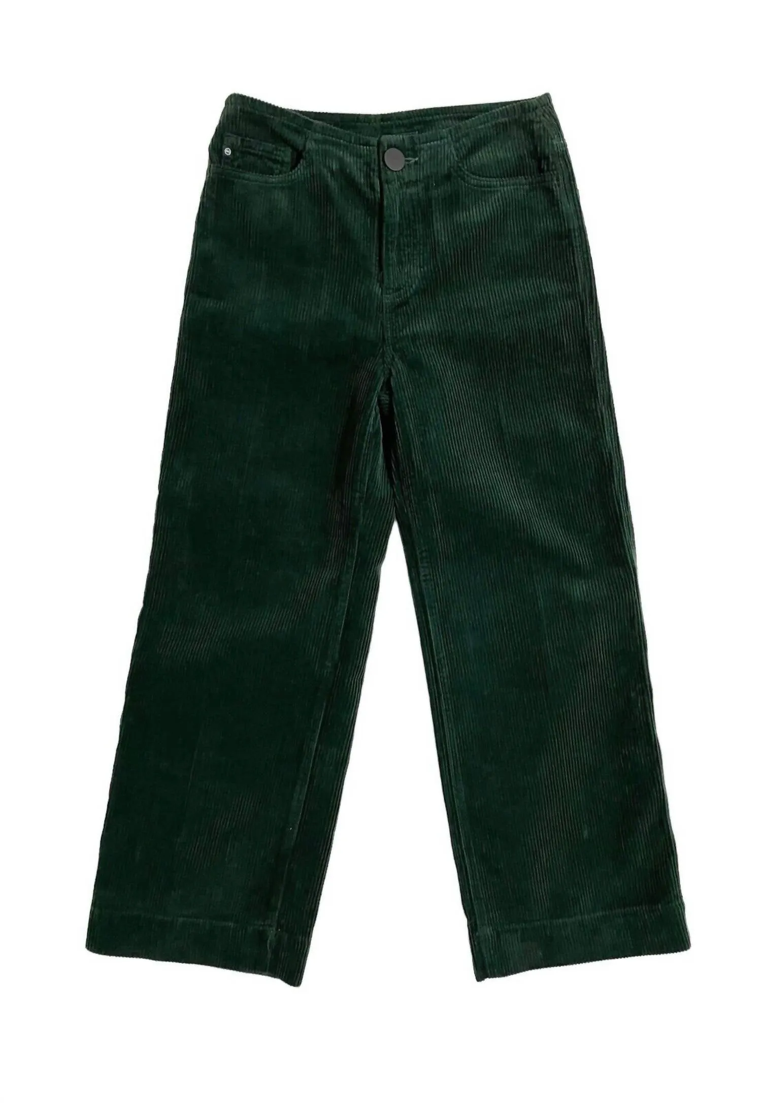 Etta Corduroy Wide Leg Cropped Pants In Green