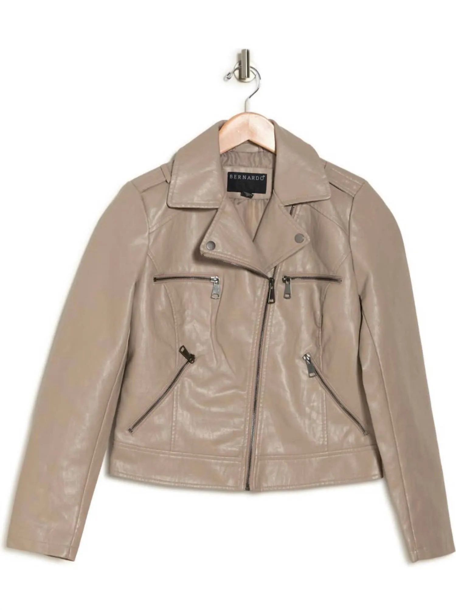 Faux Leather Crop Jacket In Mink