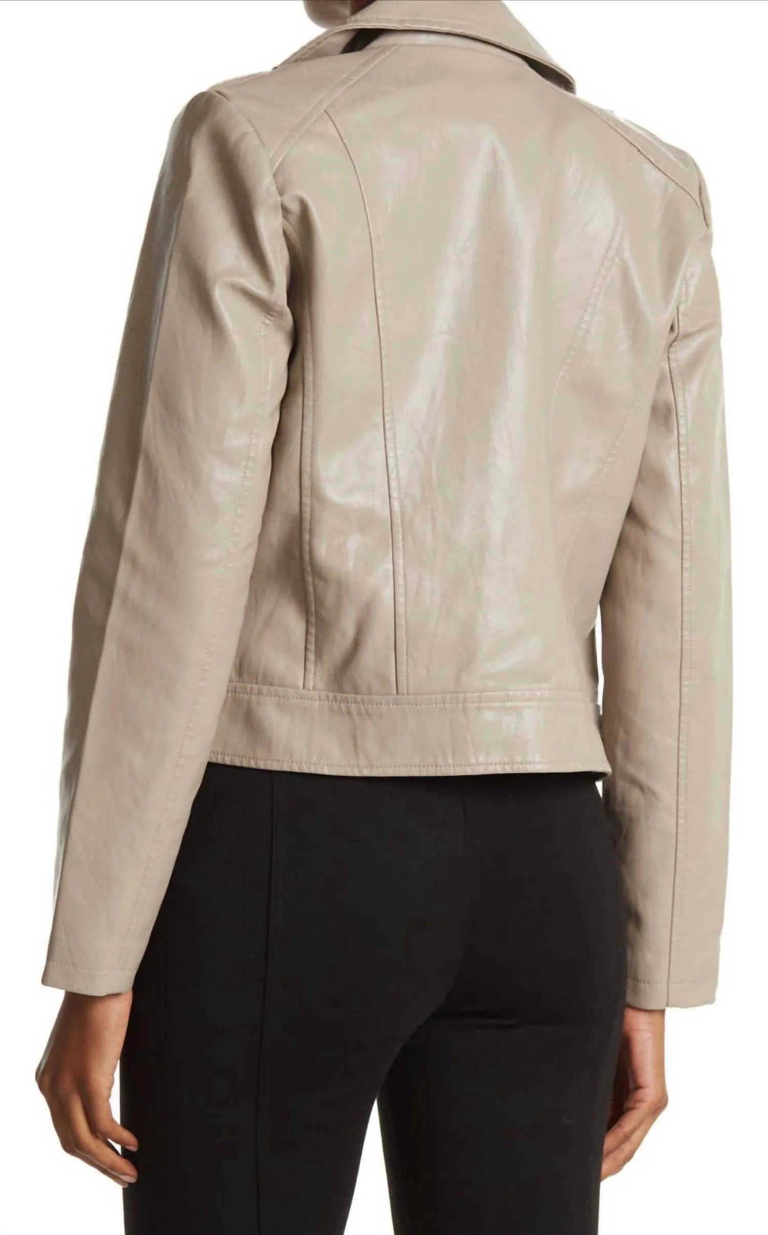 Faux Leather Crop Jacket In Mink
