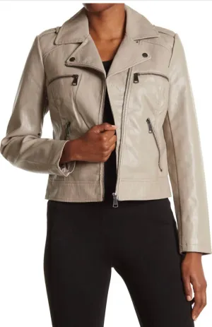 Faux Leather Crop Jacket In Mink